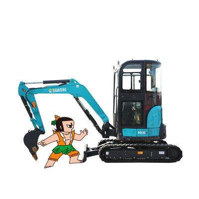 China Farms Shanding SD30U Perkins Engine Fully Hydraulic System 3t Mini Excavator With CE And EPA Te koop