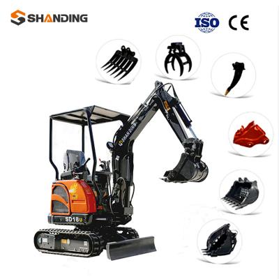 China Farms Shanding SD18U 1.8 TON Chinese Mini Excavator Crawler Digger Digger zu verkaufen