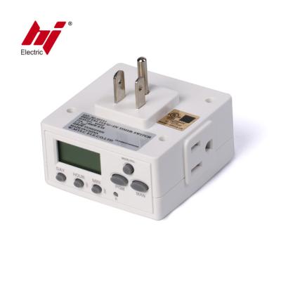 China 7 Day LCD Display 3 Terminals 3 Hole Receptacle Heavy Duty Plug In Timer HET02 for sale