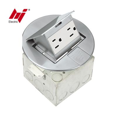 China Easy Installation Normal / Smooth Round Stainless Steel Pop Up Floor Box Electrical Power Outlet for sale