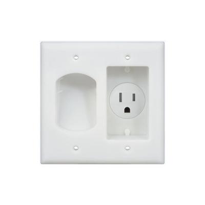 China Low Voltage 2 Gang Recessed Cable Residential / General Purpose Plate With Single Power Outlet for sale