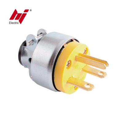 China 15 Amp Industrial 250 Volt Grounding American Standard Straight Blade Audio Power Plug for sale