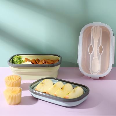 China Sillicone Storage Food Containers Collapsible Kids Microwavable Bento Lunch Box For Sale for sale