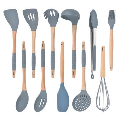 China Sustainable Hot Sale Household Kitchen Utensil Set Wooden Handle Kitchen Cookware Set Silicone for sale