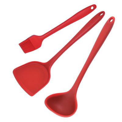 China Sustainable Food Grade Kitchen Tools Heat Resistant Instruments Camping Cooking 3 Pcs Silicone Cooking Utensil for sale