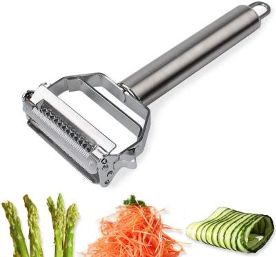 China Stainless steel sustainable vegetable peeler, double blade vegetable cleaver and fruit slicer, multifunctional blade potato peele for sale