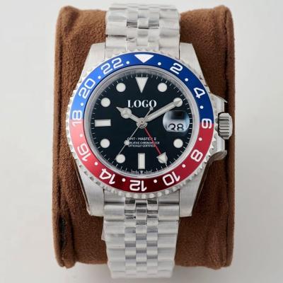 China Custom Luxury 316L Stainless Steel Automatic Mechanical Movement GMT Brand Blue Red Bezel 126710BLRO Rollex Watch for sale