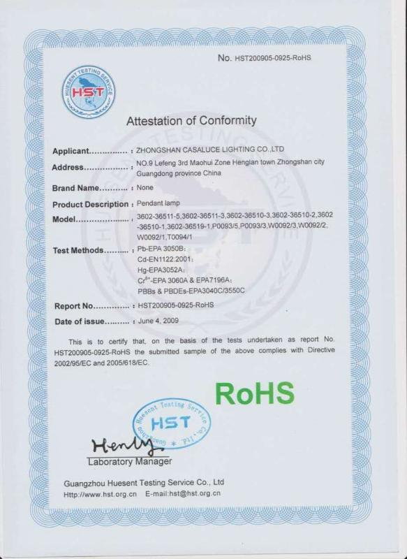 RoHS - Zhangshan Casaluce Lighting Co., Ltd.