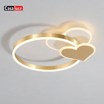 China Unique Art Modern Best Selling Black Gold Heart Shape Coffee Ceiling Lamp Lights for Kids Room Boys and Girls Children's Room Lights for sale