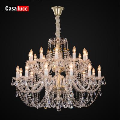 China Luxury High Quality Modern Gold Color Crystal Chandelier For The Hotel Glass Pendant Lamp for sale