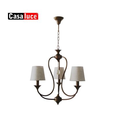 China Commercial Style Brass Chandeliers Iron+fabric Lampshades Brass Fabric Art Deco Indoor Lighting Chandelier for sale