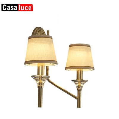 China Factory Price Hot Sale Indoor Hotel Wall Lamp Double Shades Fabric Crystal Wall Light for sale