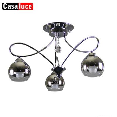 China Surface mounted glass material and light source design energy saving solutions switch ceiling chrome lamp for sale