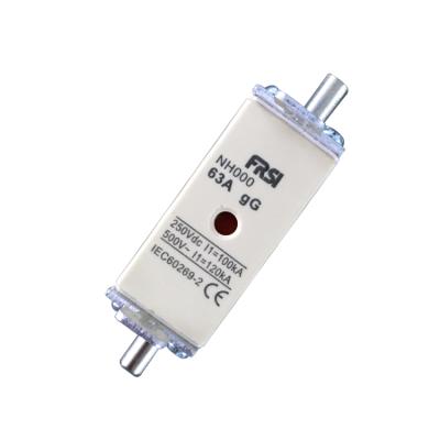 China 63a nh000 square copper blade ceramic fuse with indicator fuse for sale