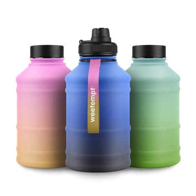 China Custom Logo Stainless Steel Water Bottle 2.2L Leak Proof Gym Viable Hot Selling Single Wall Bottle for sale