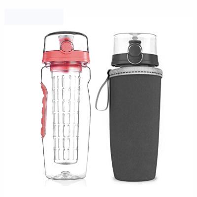 China Eco-friendly Leakproof Collapsible Plastic Water Bottle Customized Viable Sport Water Bottle Fruit for sale