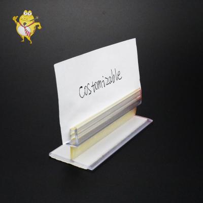 China Plastic Super Supermaerket Display Handle Sign Holder With Adhesive For Supermarket Promotion for sale