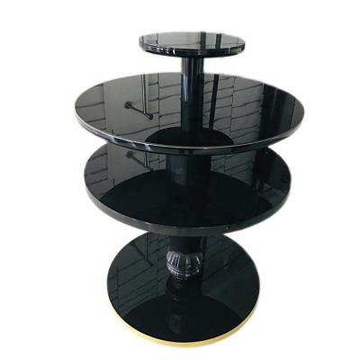 China New Design Modern Creative Eco-friendly Multi-tier Black Display Stand MDF Display Table For Garment Store for sale