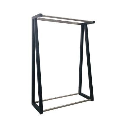 China High Quality Hot Selling Durable Double Bar Rack Boutique Durable Black And Gray Garment Clothes Rack Rack For Retail Store for sale