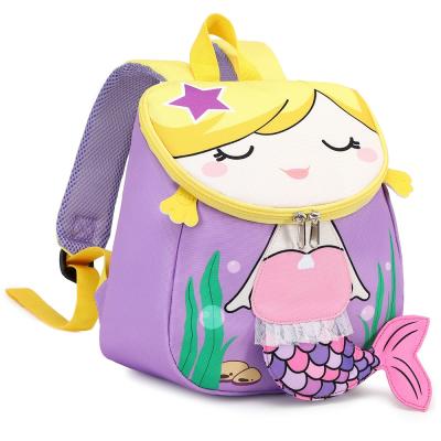 China Cute 3D Polyester Kid Children Bag Cartoon Mermaid Backpack For School Children for sale