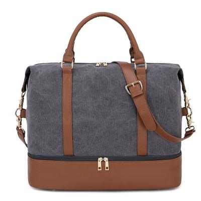 China Waterproof Duffle Bag Canvas Leather Large Capacity Outdoor Shoes Space Travel Separate Luggage Bags for sale