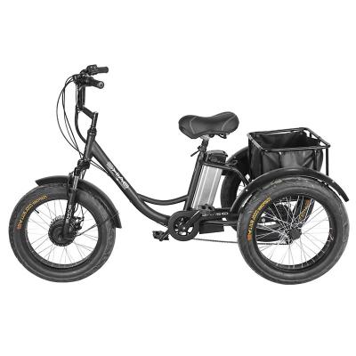 China Cheap Electric Cargo Tricycles With Rear Brake 20 24 Inch Fat Wheel Electric Adult Tricycle 48V 3 Powerful Wheels for sale