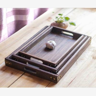 China China Desserts Wooden Tray Serving Bread Tea Hom Fruit Hote Breakfast Rectangular For for sale