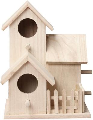 China China Creative Wall Mounted Outdoor Wooden Nest Bird House Build An Aviary Building Kit Three Houses for sale