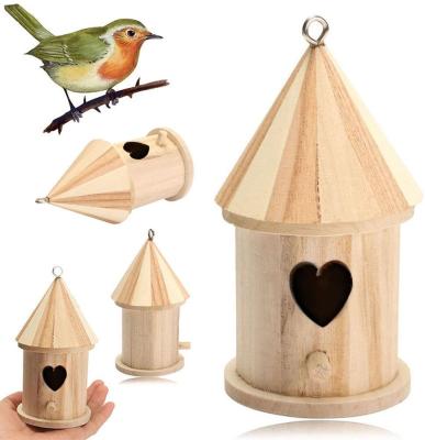 China China RSLG Bird House Nest Garden Yard Decoration Creative Heart Shape Outdoor Wooden Bird Barrel Bird House With for sale