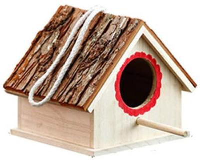 China LQKYWNA China Wooden Bird House Home Decoration Nesting Box Garden Bird Hotel Cabin Feeder Hanging Table for Wild Birds (Tree Bark) for sale