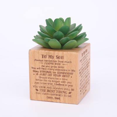 China Eco-friendly high quality customizable wooden creative small art flower pot for sale