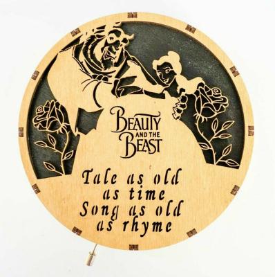 China Fashional Beauty and the Beast 5 Inch Wooden Music Box for sale