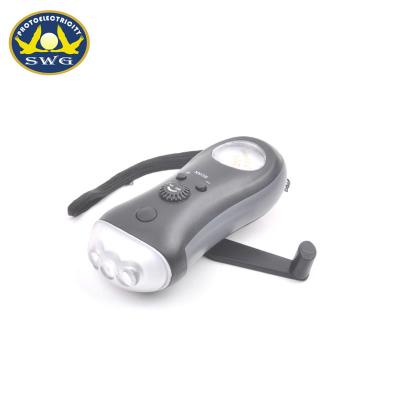 China Camping 3 Led Hand Crank Dynamo Emergency Flashlight With Radio for sale