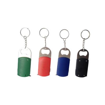 China Multifunctional Metal 4 In 1 Key Chain LED Bottle Opener With Ruler for sale