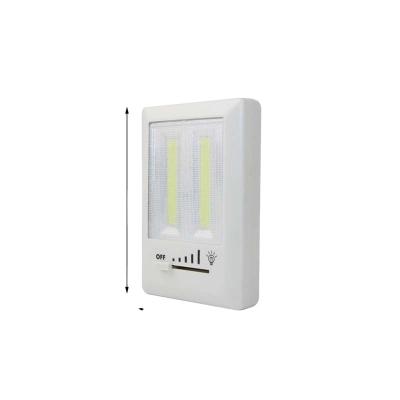 China Square Shape 2COB Battery ABS 3AAA Dimmer Switch Lamp Wireless Wall Switch Light for sale