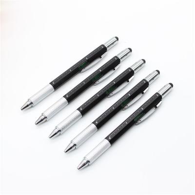 China Promotional Pen Multifunctional Ballpoint Pen 5 in 1 Ruler Gradient Stylus Tool Level Pen with Screwdrivers for sale