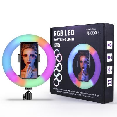 China With Mobile Phone Stand LED Ring Light With Tripod Stand 10 Inch Beauty Makeup RGB Color Led Selfie Ring Fill Light for sale