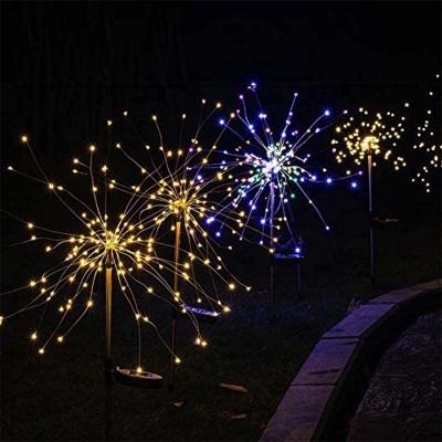 China Wholesale Light Fairy String Lights Copper Wire 120 LED Starburst Meteor Solar Holiday String Firework Christmas Home Decoration for sale