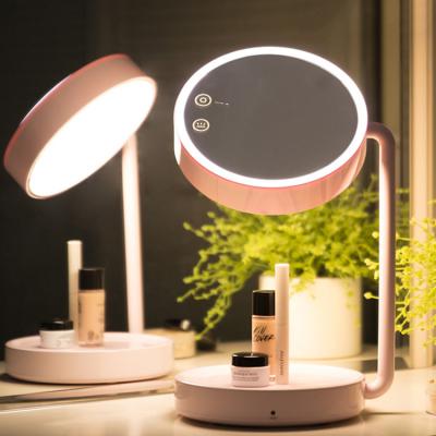 China Lighted Led Makeup Mirror Smart Touch Control Double Sides Round Led Cosmetic Vanity Mirrors For Bedroom for sale