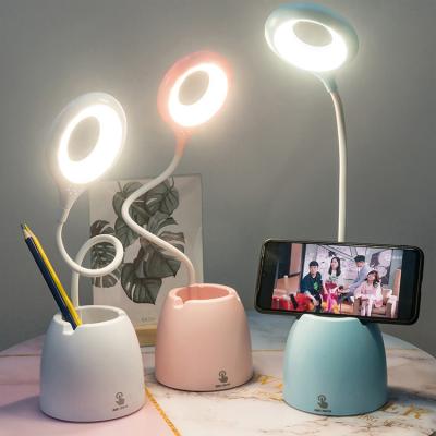 China Modern LED Table Lamp Touch Dimming USB Desk Lamp Read Light Multifunctional Bracket Pen Holder Reading Lamp Eye-care Home Decor for sale