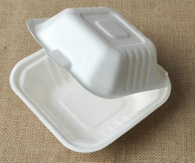 China 6.5 Inch Sugar Cane Pulp Bagasse Food Container Clamshell Microwavable Biodegradable Food Take Out Container for sale