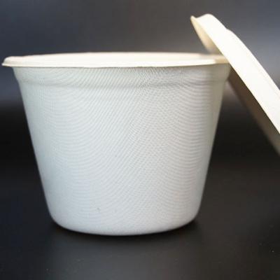 China 16oz 425ml Disposable Eco-Friendly Heatable Sugar Cane Biodegradable Soup Bowl with Lid for sale