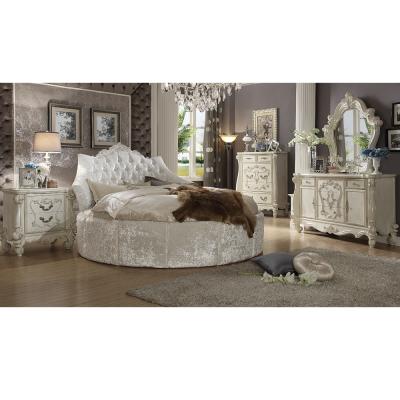 China (Other) France Adjustable Romantic Round Whole Bed Wardrobe Vintage Makeup Table And Mirror Bedroom Furniture Set China Supplier for sale