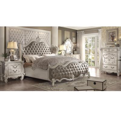 China (Other)Adjustable Spanish Style Leather Bed Hand Carved Headboards Full Convertible Bedroom Furniture Set for sale