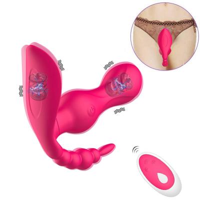 China Double head 10 frequency vibration + remote control Sexy Butterfly Panties Women Vibrating Wiggler Women Wearable Vibrating Panties for sale