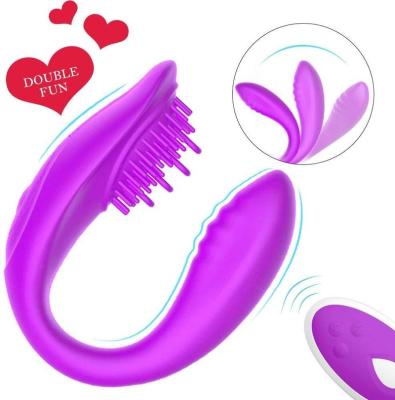 China Double head 10 frequency vibration + remote control Wholesale Remote Control Rechargeable Wearable Dildo Butterfly Vibrator for Clitoral G-Spot Stimulation for sale