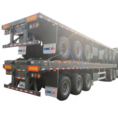 China 12400*2500*1580mm, 12400*2500*1580mm CIMC 3 Axles Container Flatbed Semi Trailer  60tons for sale