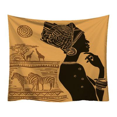 China Light African Woman Printing Tapestry Living Room Sofa Background Characters Hanging Cloth Decoration Beach Towel Blanket for sale