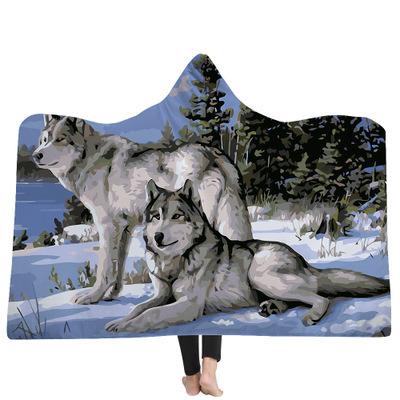 China 3D Printed Sherpa Hooded Blanket Wearable Wearable Oversized Blankets for Adults Kids for sale