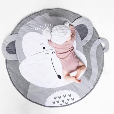 China Super Soft Round Baby Play Mat Cotton Rug Floor Decor Soft Crawling Nordic Cartoon Rug Animal Blanket Crawling Blanket for sale